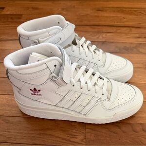 Adidas White and Red High-Top Sneakers